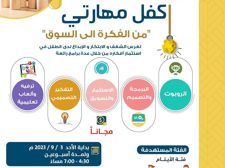 مبادرة (إكفل مهارتي-للأيتام) – برنامج من الفكره إلى الإستثمار💵.